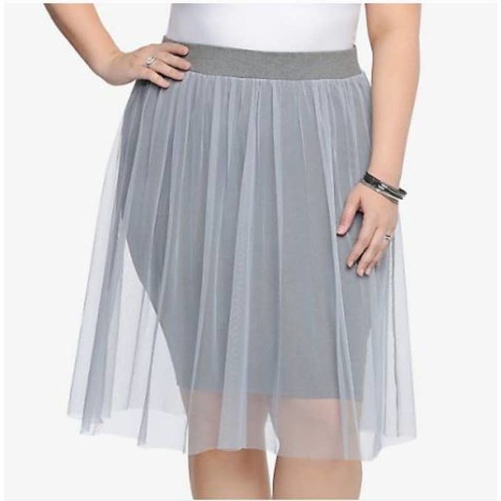 Torrid Gray Mesh Midi Tulle Skirt Size 4
